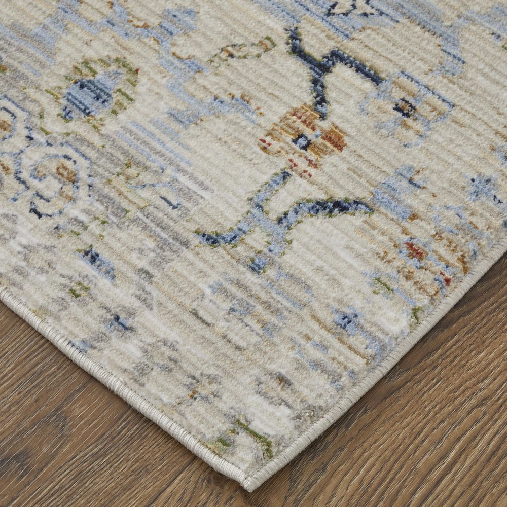 Melrose Transitional Distressed, Ivory/Green/Blue, 2' x 3' Accent Rug. Picture 3