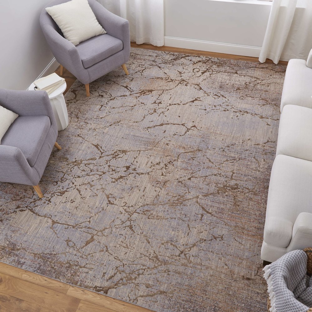 Pryor Modern Abstract, Brown/Taupe/Tan, 2' x 3' Accent Rug. Picture 2