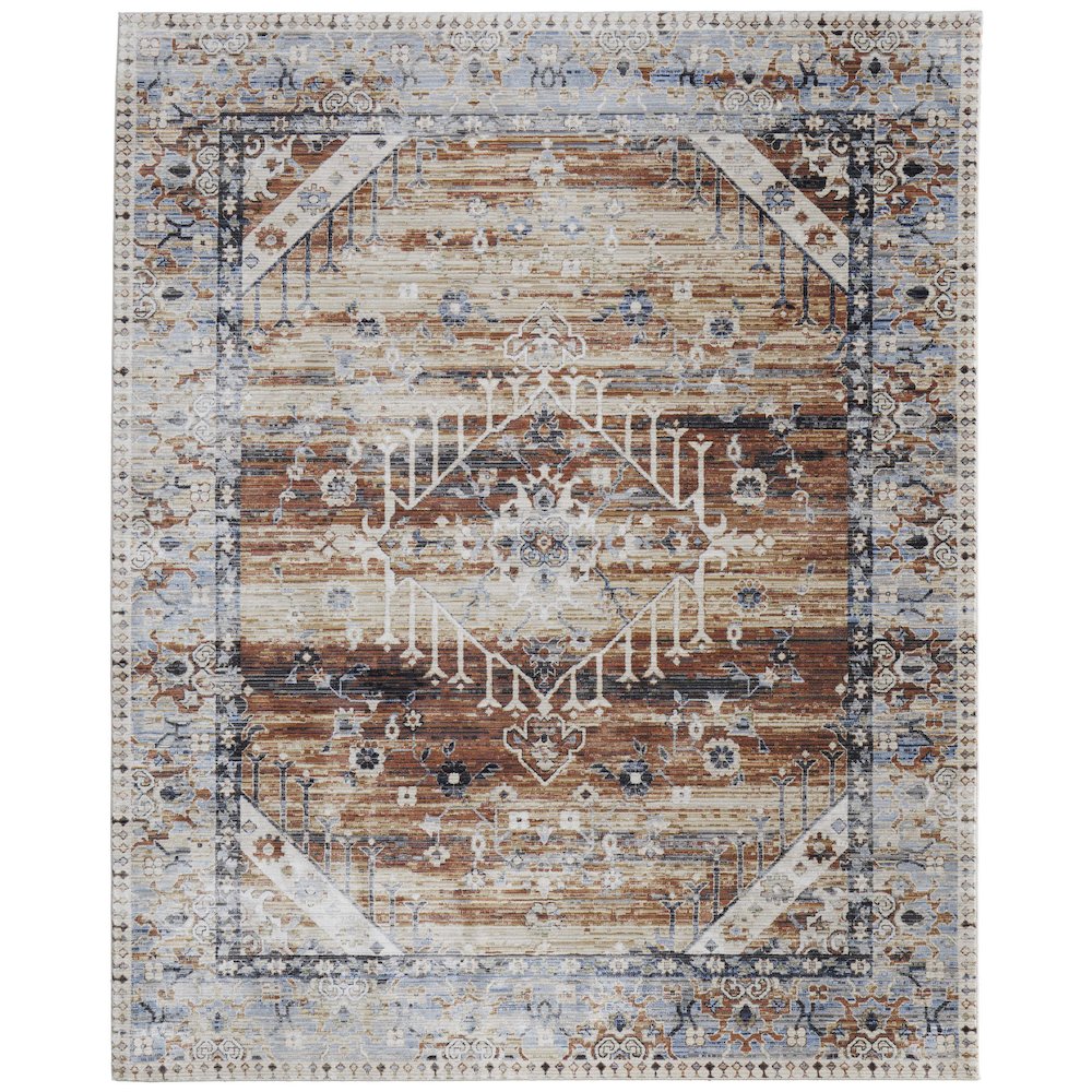 Melrose Transitional Distressed, Ivory/Red/Blue, 6'-7" x 9'-6" Area Rug. Picture 1