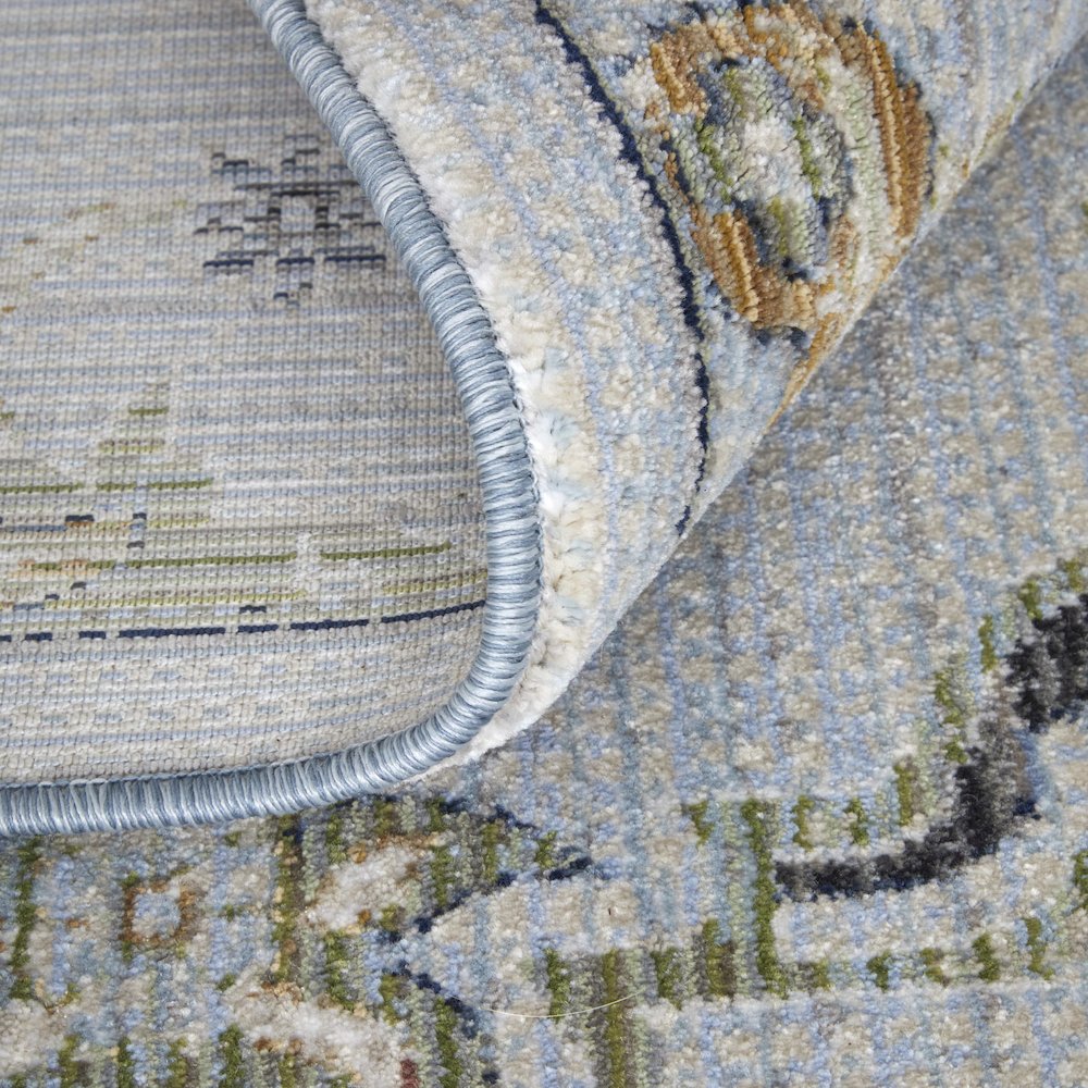 Traditional Floral & Botanical, Blue/Green/Ivory, 9'-0" x 12'-8" Area Rug. Picture 7
