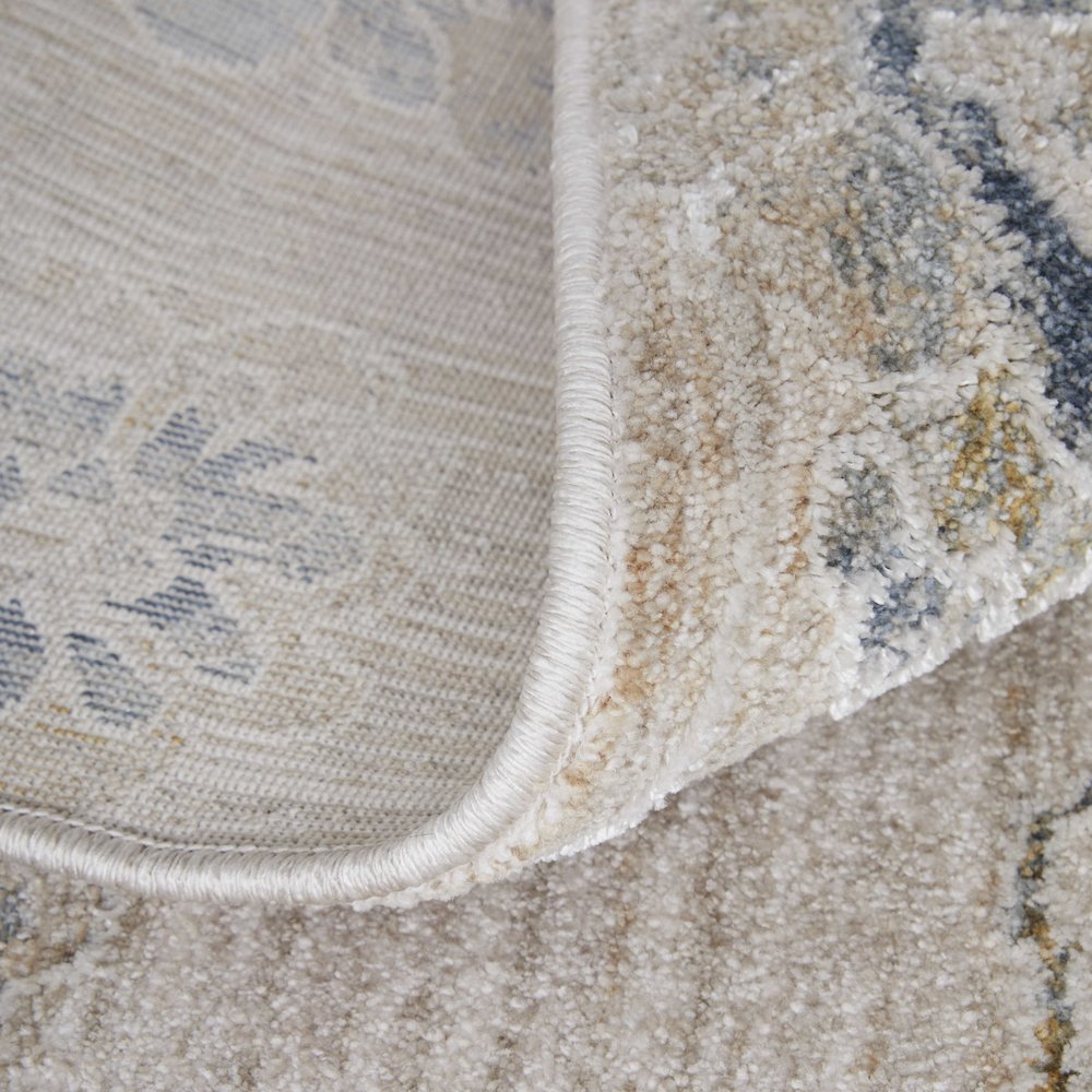 Pasha Transitional Floral & Botanical, Taupe/Ivory/Blue, 6'-7" x 9'-6" Area Rug. Picture 7