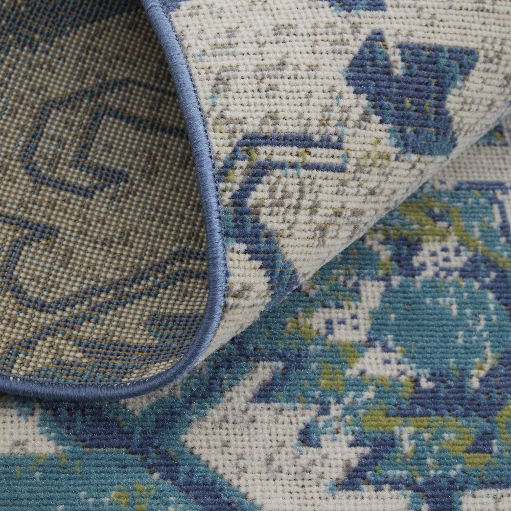 Foster intage Medallion Rug, Crystal Teal/Green/Tan, 6ft-5in x 9ft-6in Area Rug, FST3760FGRNBGEF11. Picture 7