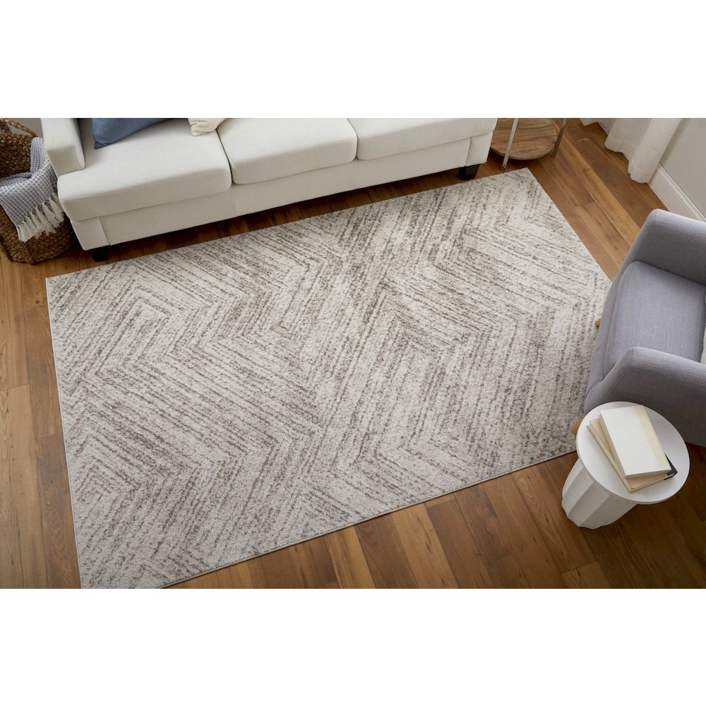Vancouver Modern Geometric, Ivory/Tan/Brown, 1'-8" x 2'-10" Accent Rug. Picture 2