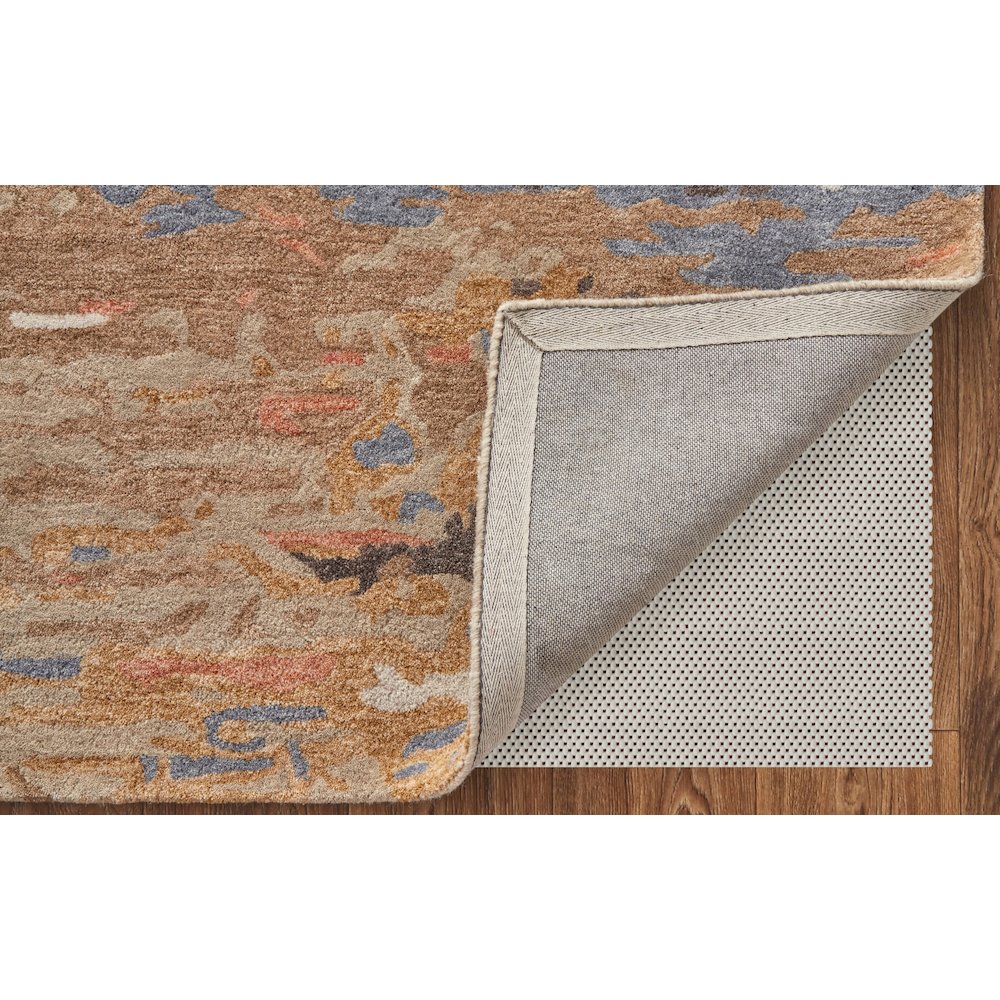 Everley Modern Abstract, Tan/Blue, 2' x 3' Accent Rug. Picture 4