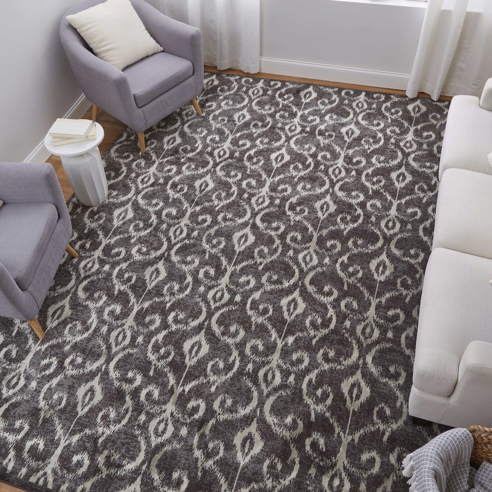 Azeri Iv Transitional Ikat, Gray/Taupe/Ivory, 10' x 13'-2" Area Rug. Picture 2