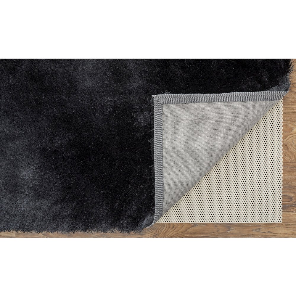 Indochine Plush Shag Rug with Metallic Sheen, Noir Black, 3ft-6in x 5ft-6in, 4944550FBLK000C50. Picture 4