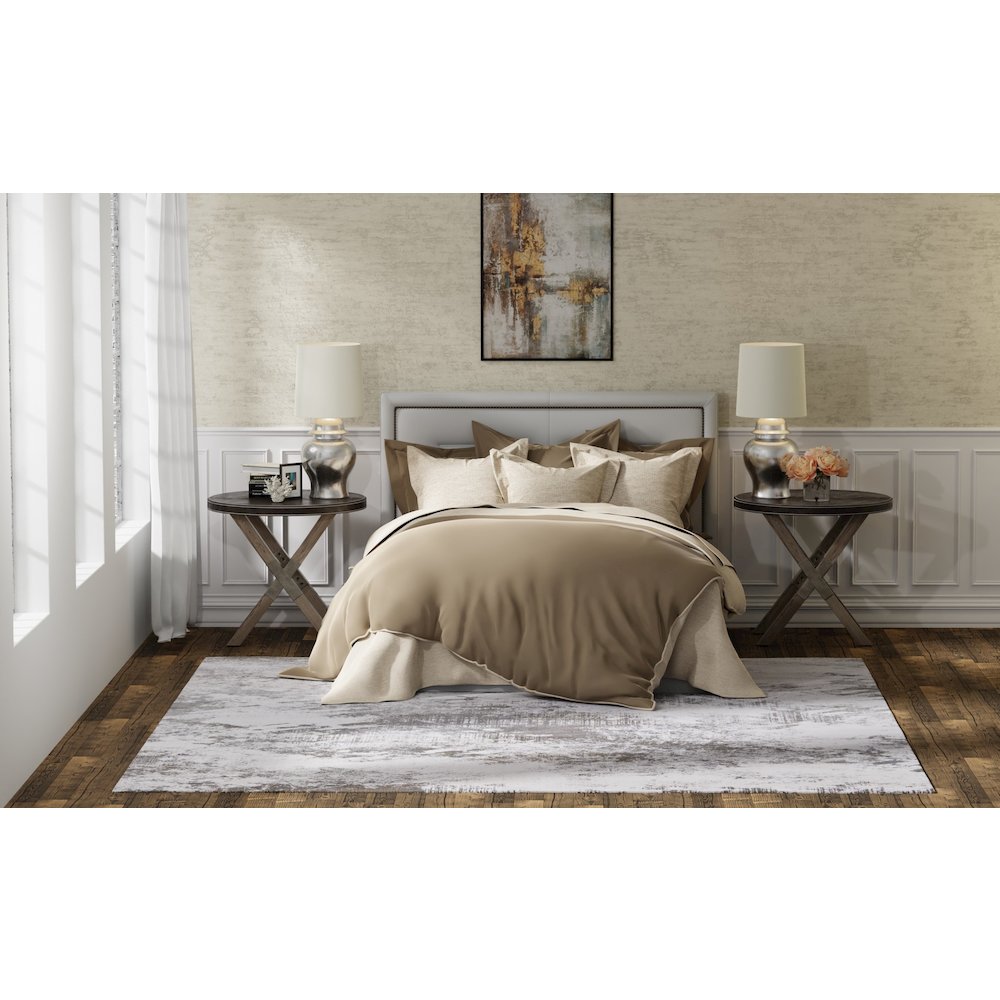 Waldor Modern Abstract, Gray/Silver/Taupe, 5' x 8' Area Rug. Picture 3
