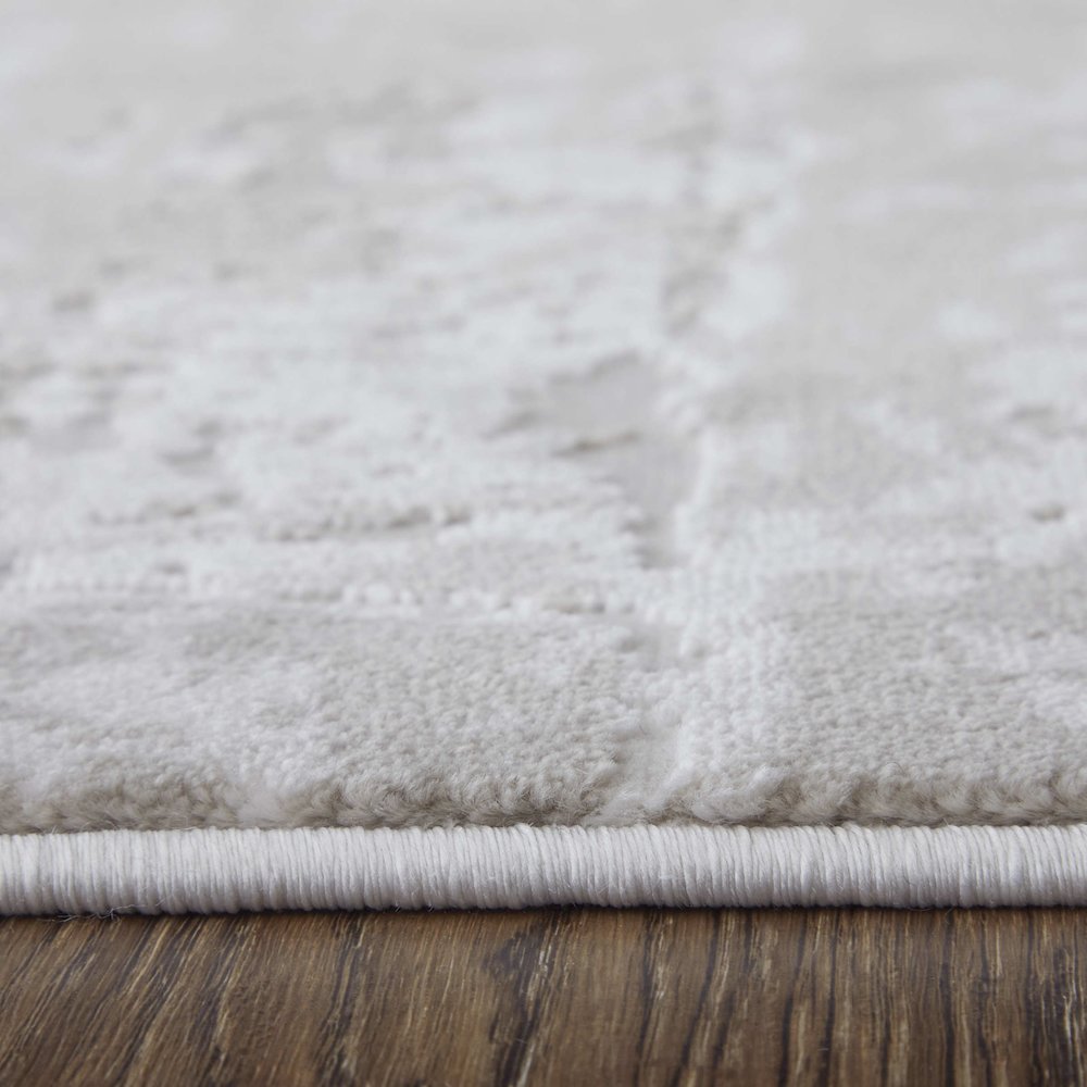 Prasad Modern Abstract, Ivory/Taupe/Silver, 5' x 8' Area Rug. Picture 9