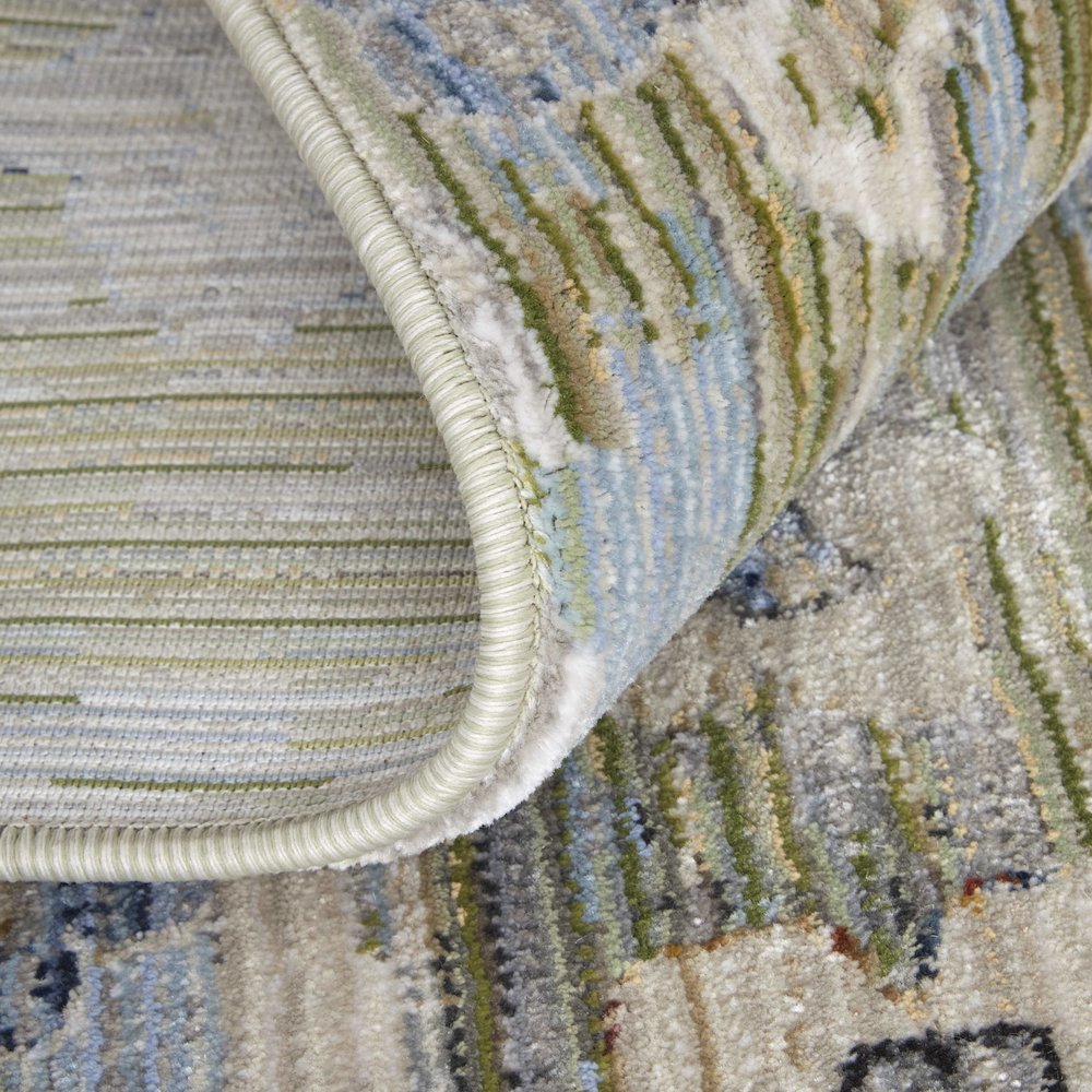 Traditional Floral & Botanical, Green/Ivory/Blue, 7'-10" x 10'-3" Area Rug. Picture 7