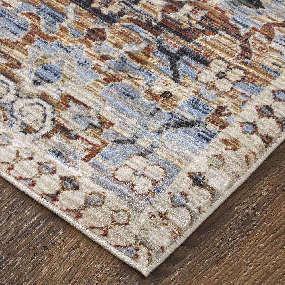 Melrose Transitional Distressed, Ivory/Red/Blue, 6'-7" x 9'-6" Area Rug. Picture 2