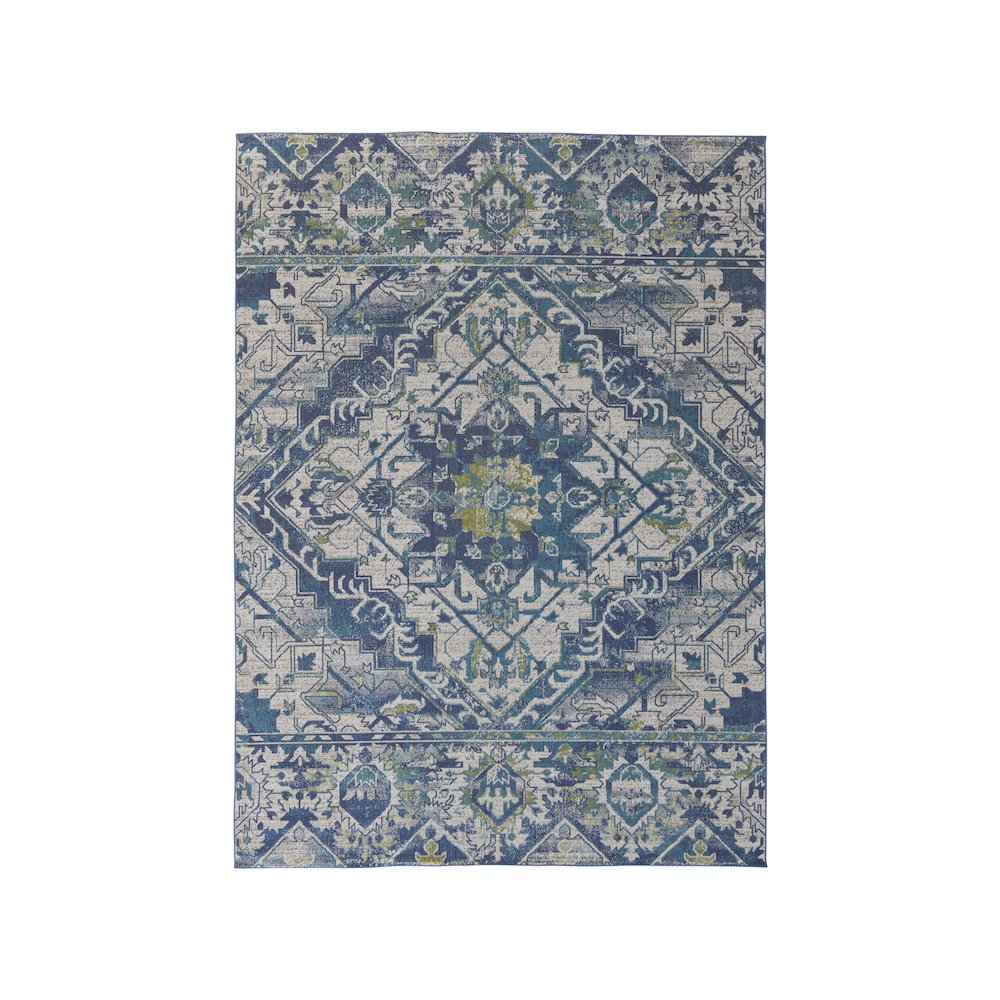 Foster intage Medallion Rug, Crystal Teal/Green/Tan, 6ft-5in x 9ft-6in Area Rug, FST3760FGRNBGEF11. Picture 1