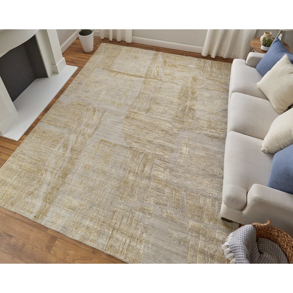 Eastfield Modern Abstract, Yellow/Ivory/Gold, 2' x 3' Accent Rug. Picture 2