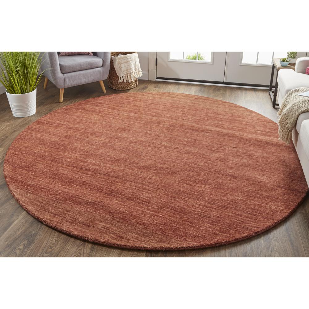 Luna Hand Woven Marled Wool Rug, Rust/Red-Orange, 8ft x 8ft Round, 5798049FRST000N80. Picture 1