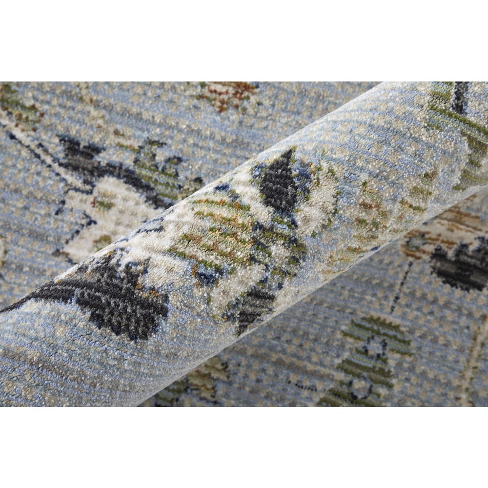 Traditional Floral & Botanical, Blue/Green/Ivory, 9'-0" x 12'-8" Area Rug. Picture 5