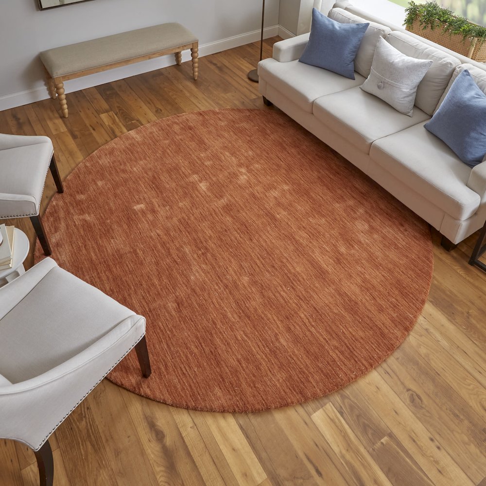 Luna Modern Solid, Orange, 8' x 8' Round Rug. Picture 2