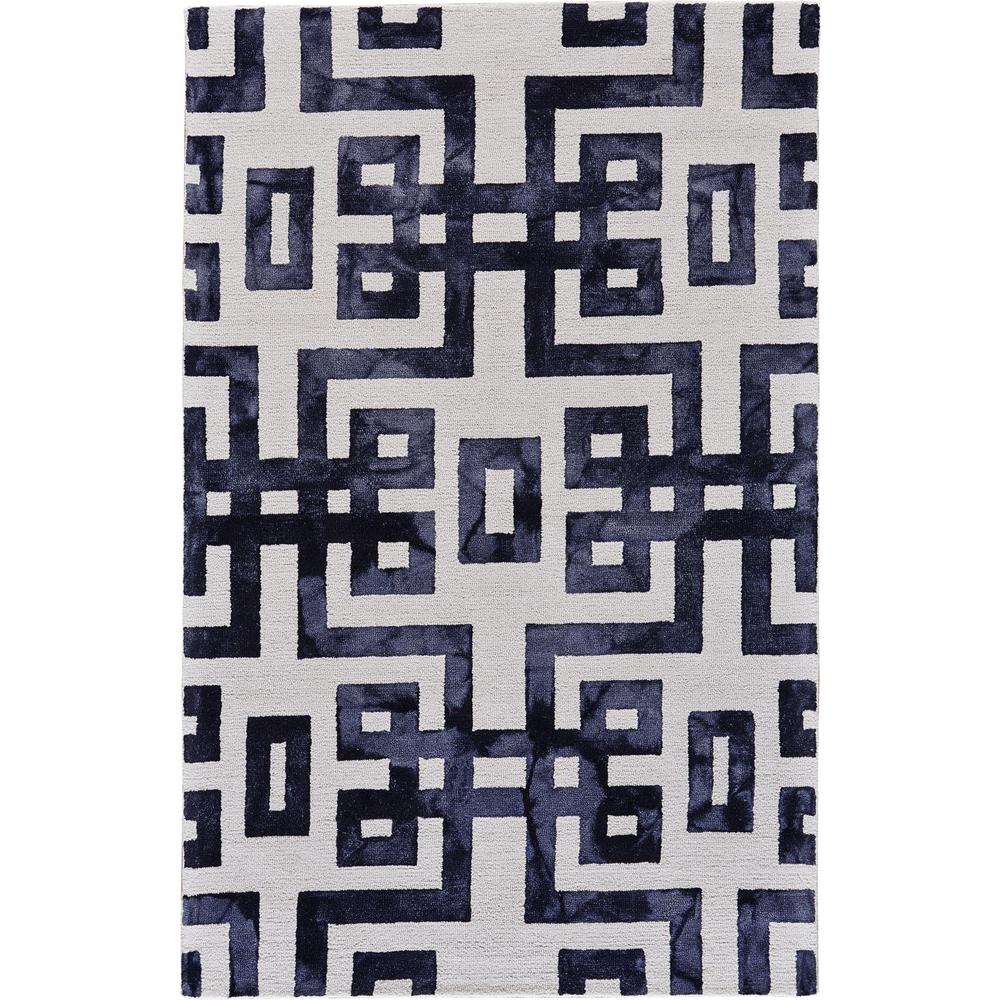 Lorrain Tufted Greek Key Wool Rug, Noir Black, 3ft - 6in x 5ft - 6in Accent Rug, 6108568FNOR000C50. Picture 2