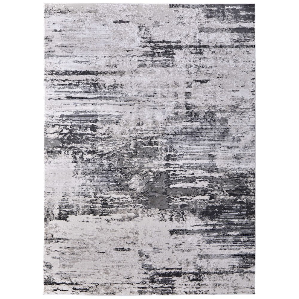 Prasad Modern Abstract, Ivory/Gray/Taupe, 1'-8" x 2'-10" Accent Rug. Picture 1