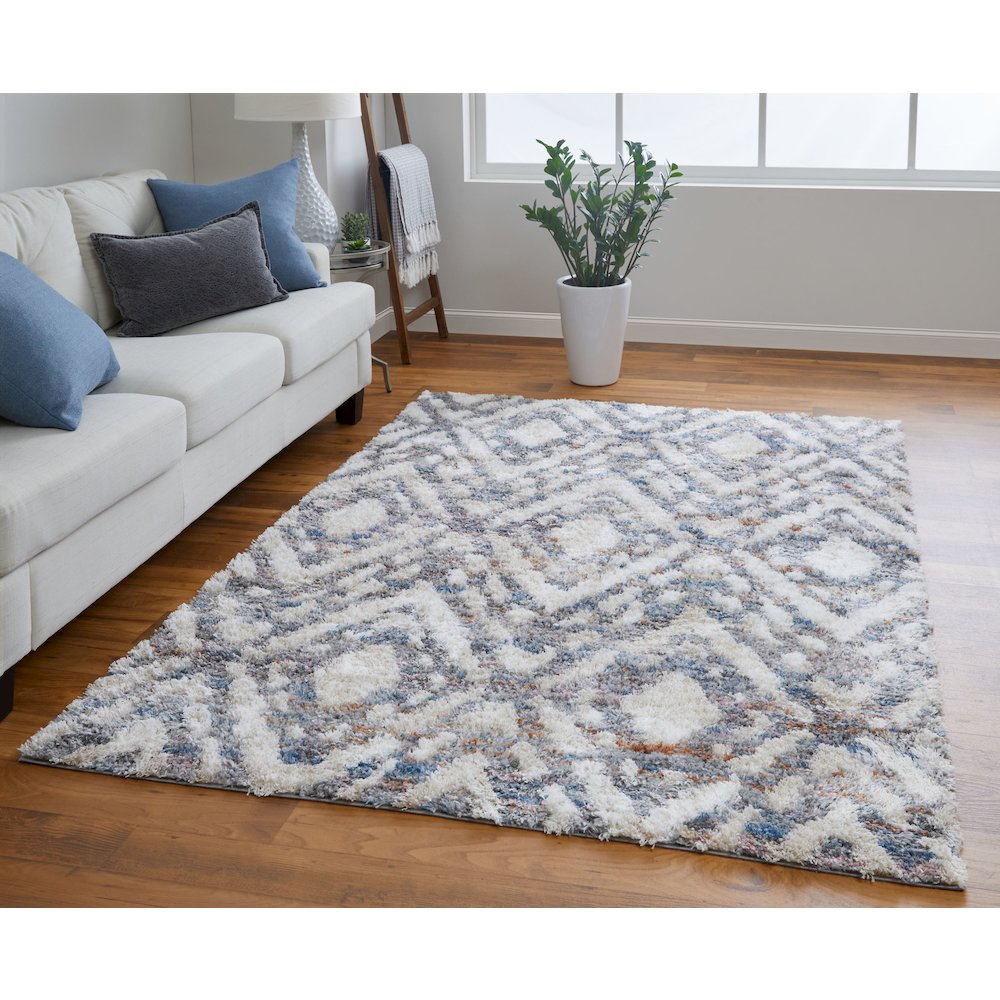 Mynka Transitional Diamond, Ivory/Gray/Taupe, 4' x 6' Accent Rug. Picture 2