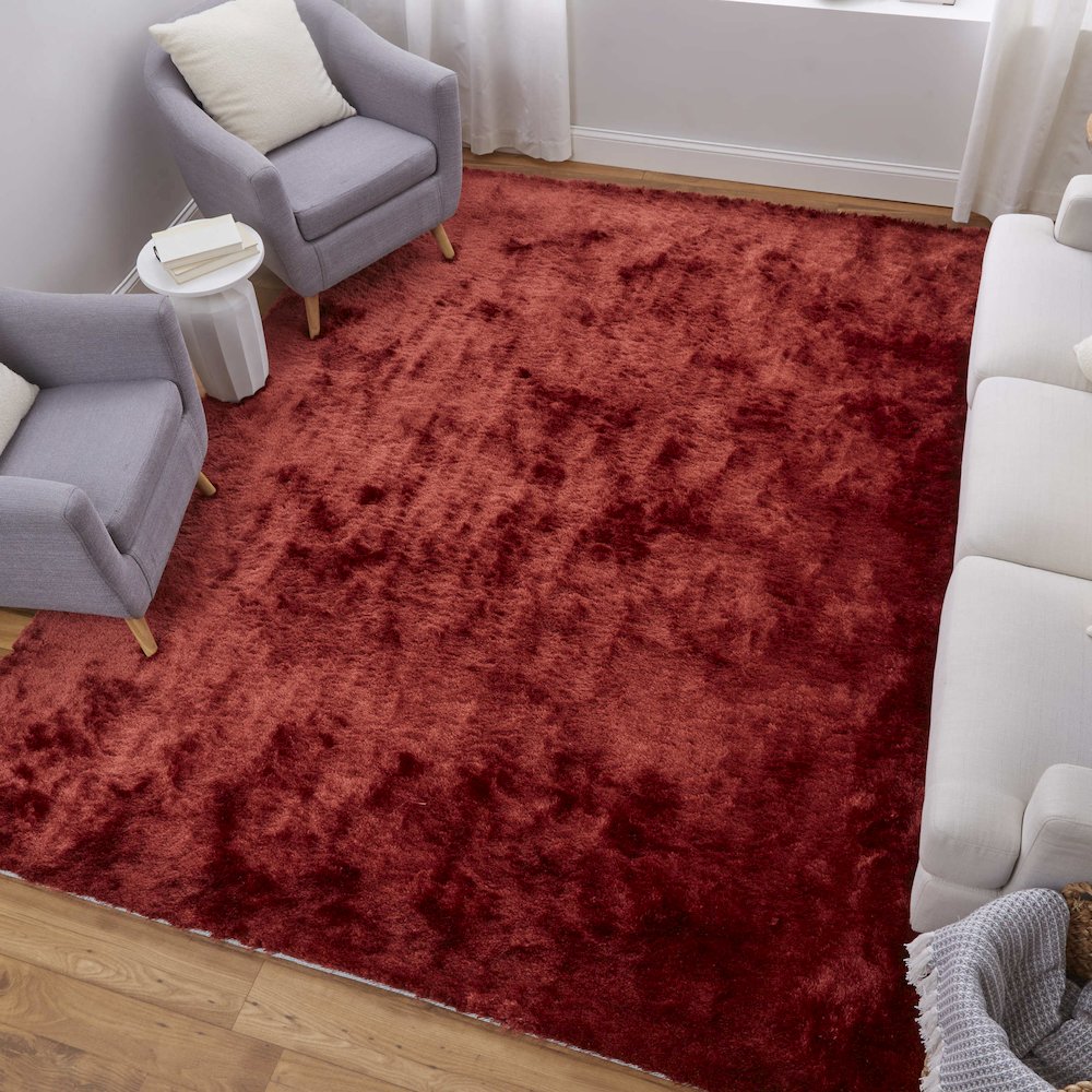 Indochine Modern Solid, Red/Orange, 3'-6" x 5'-6" Accent Rug. Picture 2