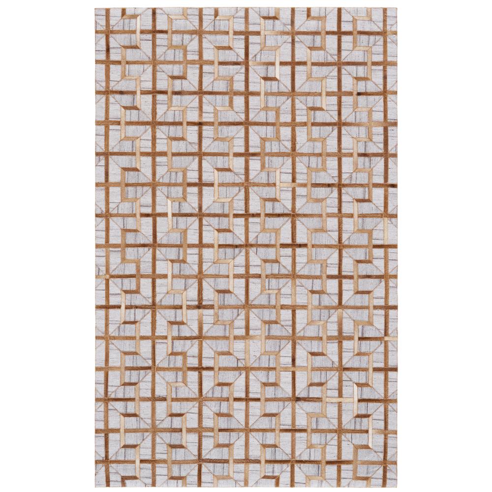 Fannin Handmade Leather Trellis Rug, Sudan Brown/Gray, 5ft x 8ft Area Rug, 7380756FSUDSLTE10. Picture 1