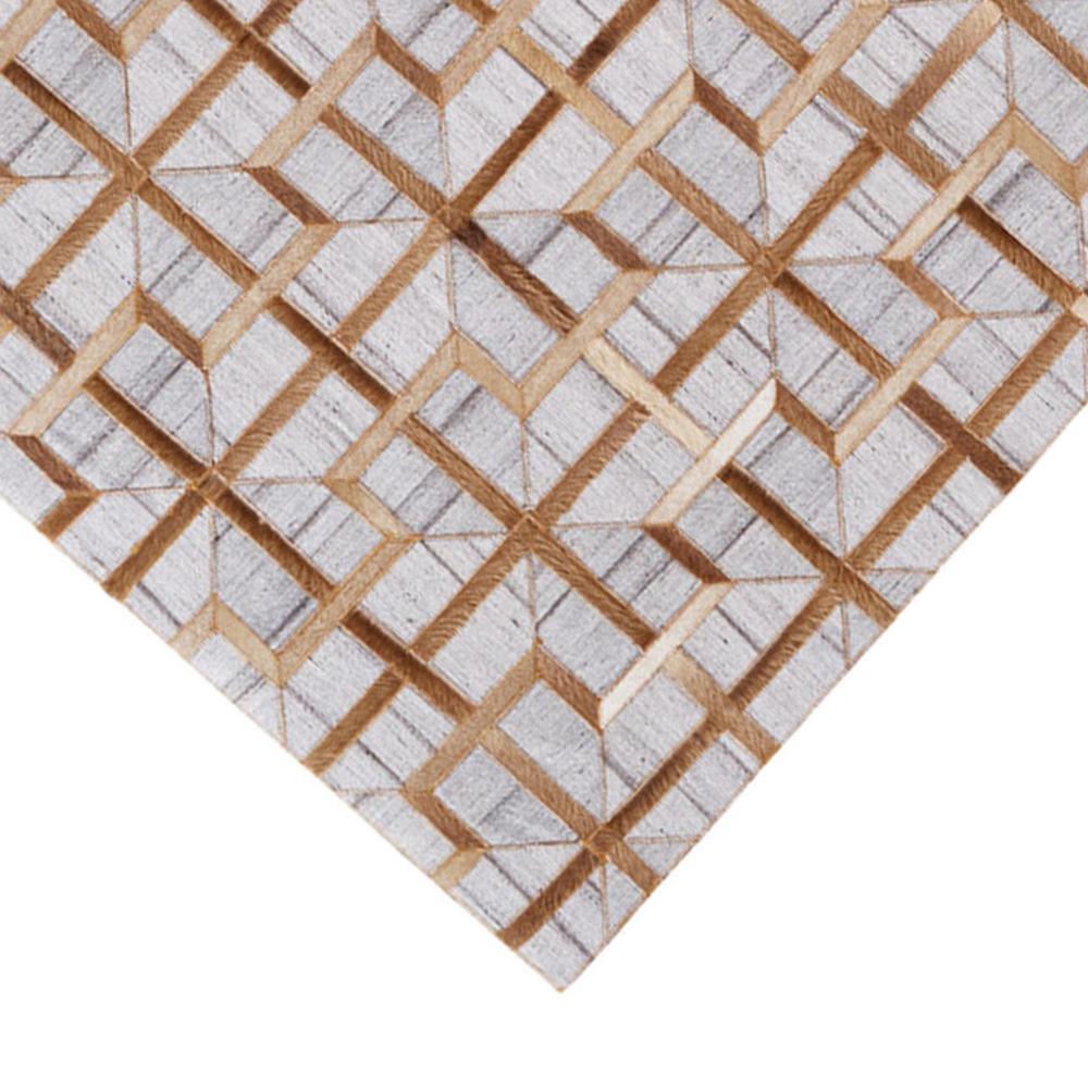 Fannin Handmade Leather Trellis Rug, Sudan Brown/Gray, 5ft x 8ft Area Rug, 7380756FSUDSLTE10. Picture 2