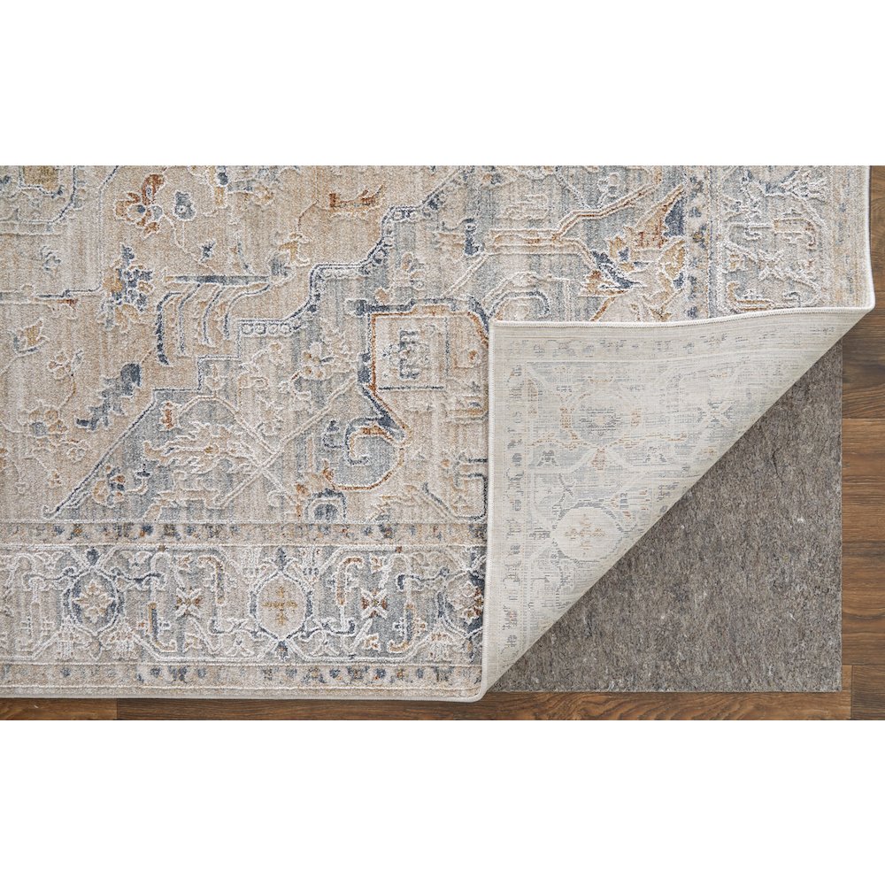 Pasha Transitional Medallion, Ivory/Taupe/Blue, 2' x 3' Accent Rug. Picture 4