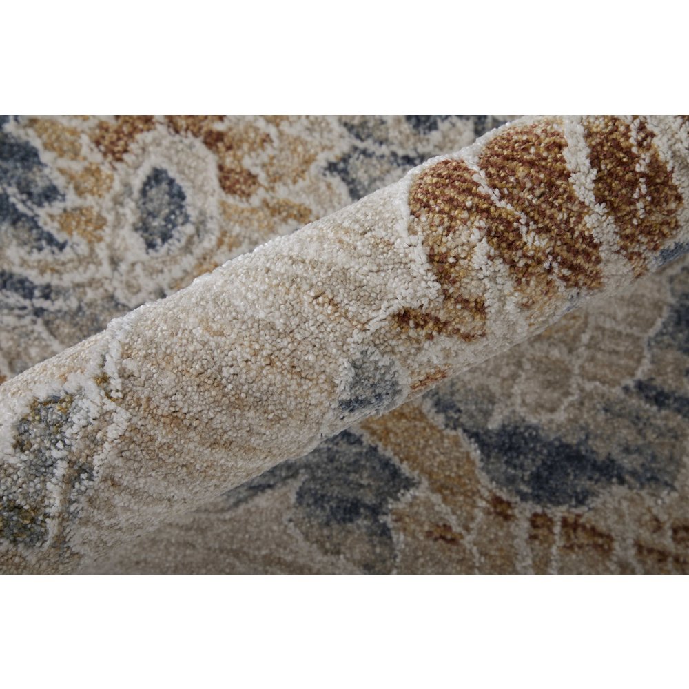 Pasha Transitional Floral & Botanical, Taupe/Ivory/Blue, 6'-7" x 9'-6" Area Rug. Picture 5