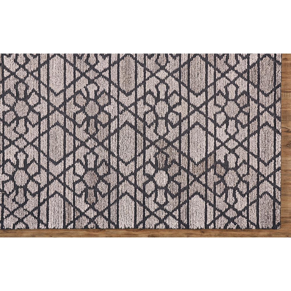 Asher Geometric Floral Wool Rug, Vapor Gray/Black, 8ft x 8ft Round, 8638766FGRYCHLN80. Picture 3