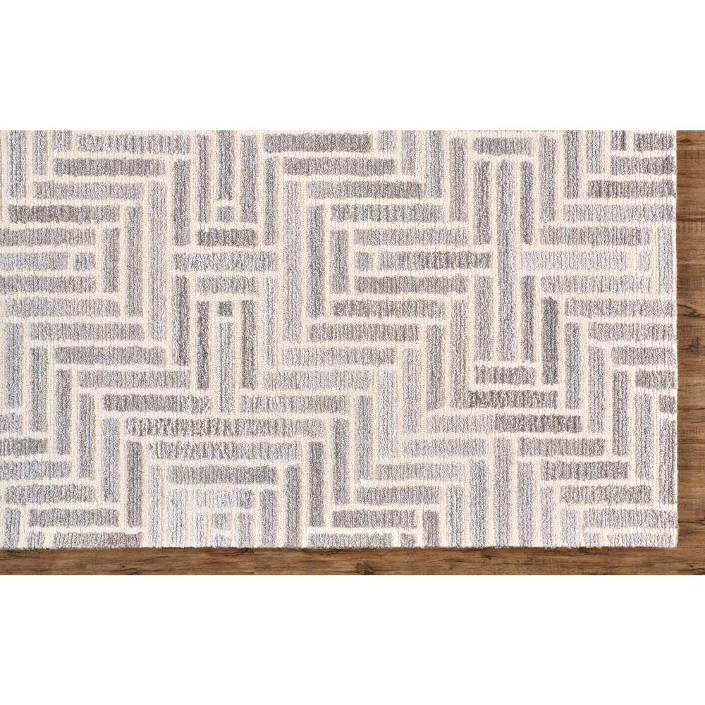 Asher Diamond Medallion Wool Rug, Warm Gray/Ivory Cream, 8ft x 8ft Round, 8638768FTPENATN80. Picture 3