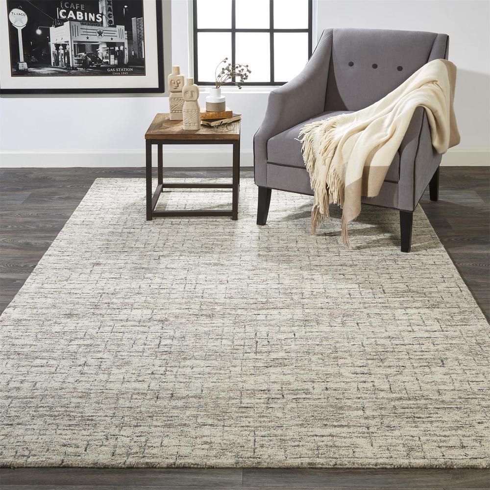 Belfort Modern Crosshatch Rug, Ivory Sand/Charcoal Gray, 5ft x 8ft Area Rug, 8698667FIVY000E10. Picture 1