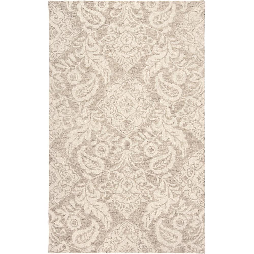 Belfort Modern Floral Paisley Rug, Latte Tan/Ivory, 5ft x 8ft Area Rug, 8698776FTPEIVYE10. Picture 2
