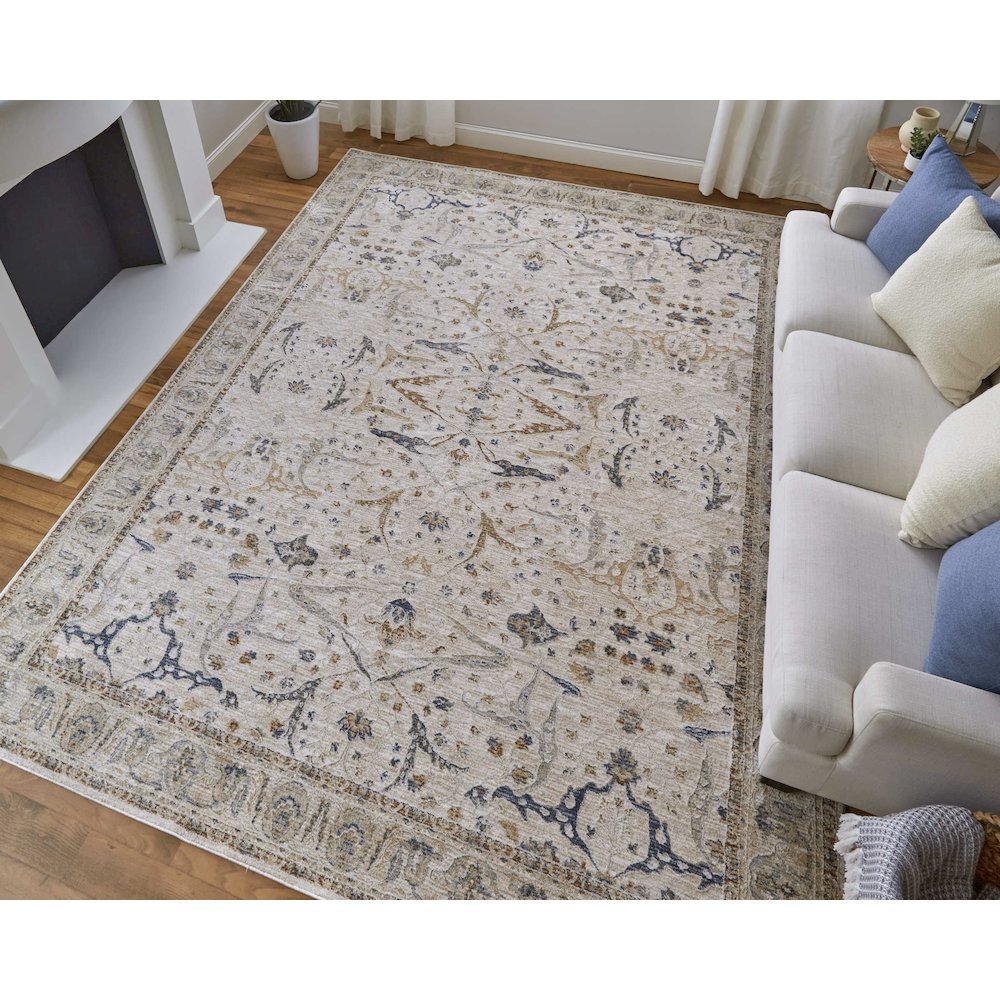 Pasha Transitional Ikat, Ivory/Blue/Red, 7'-10" x 10'-3" Area Rug. Picture 2