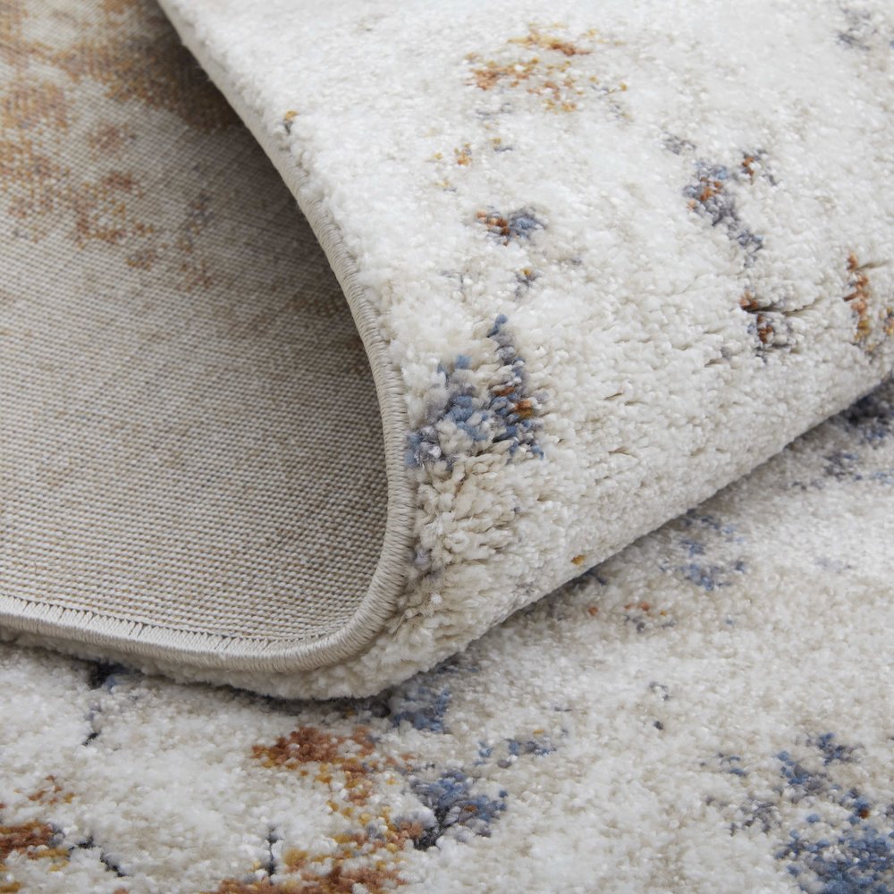 Gilmore Modern Abstract, Ivory/Blue/Orange, 5'-3" x 8' Area Rug. Picture 7