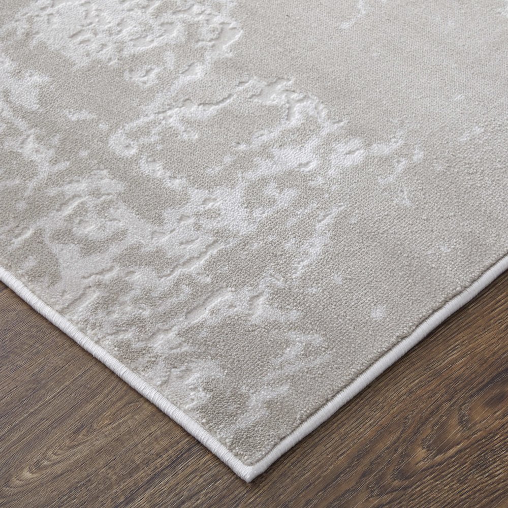 Prasad Modern Abstract, Ivory/Taupe/Silver, 5' x 8' Area Rug. Picture 4