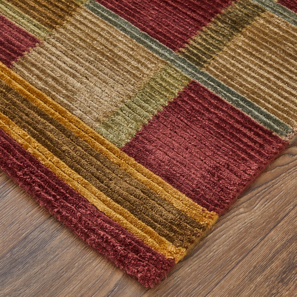 Keystone Transitional Stripes, Gold/Green/Red, 4' x 6' Accent Rug. Picture 2