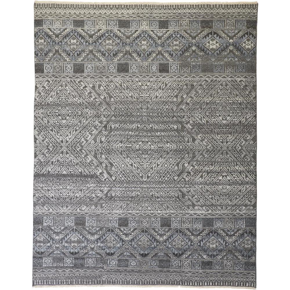Payton Tribal Diamond Rug, Gray/Denim Blue, 2ft x 3ft Accent Rug, 9806495FBLUGRYP00. Picture 2