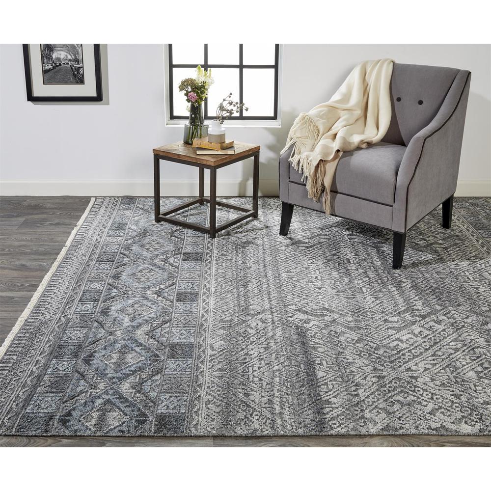 Payton Tribal Diamond Rug, Gray/Denim Blue, 2ft x 3ft Accent Rug, 9806495FBLUGRYP00. Picture 1