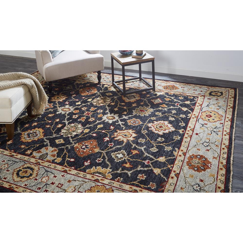 Carrington Traditional Oushak Rug, Geometric Floral, Black/Gold, 2ft x 3ft Accent Rug, 9826500FCHLLBLP00. Picture 1