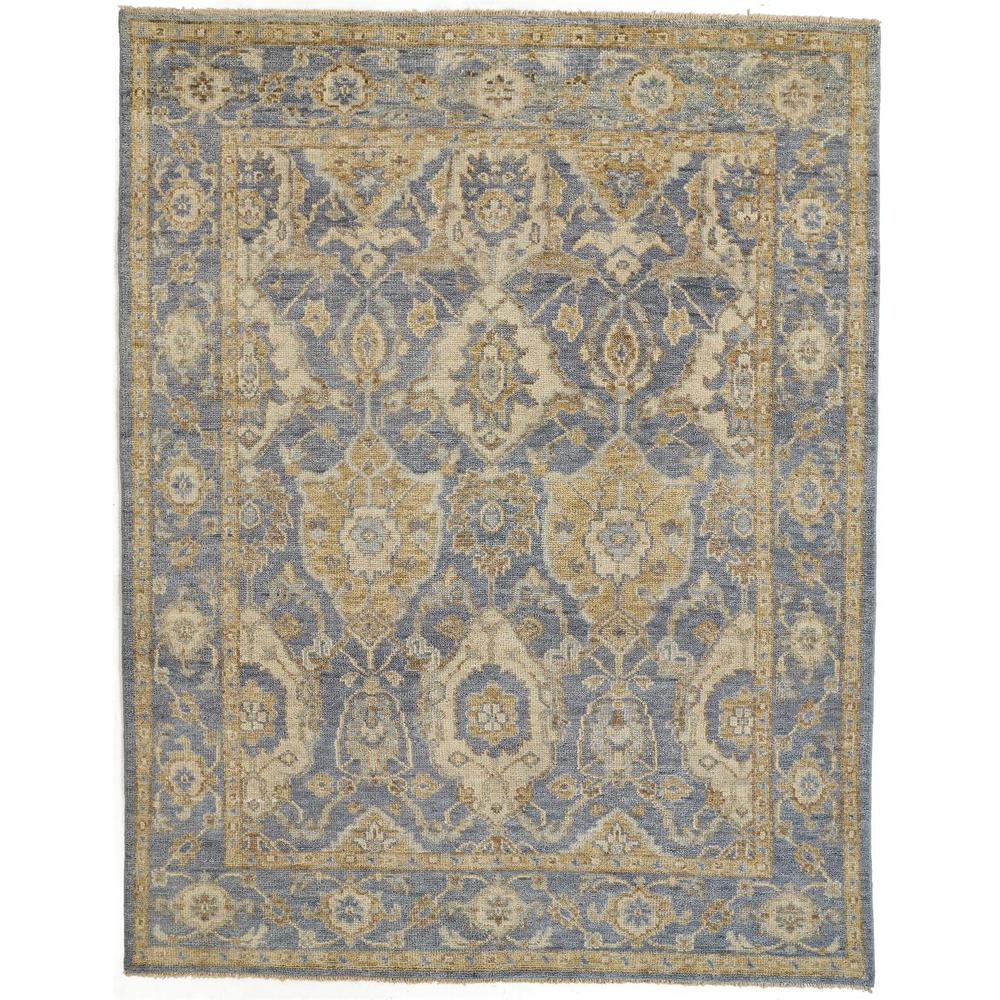 Carrington Traditional Oushak Rug, Geometric Floral, Warm Blue, 2ft x 3ft Accent Rug, 9826502FLBLBGEP00. Picture 2