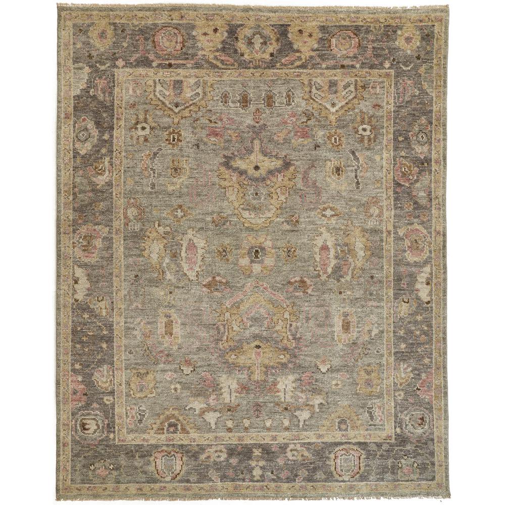 Carrington Traditional Oushak Rug, Geometric Floral, Gray/Pink, 2ft x 3ft Accent Rug, 9826504FGRYPNKP00. Picture 2