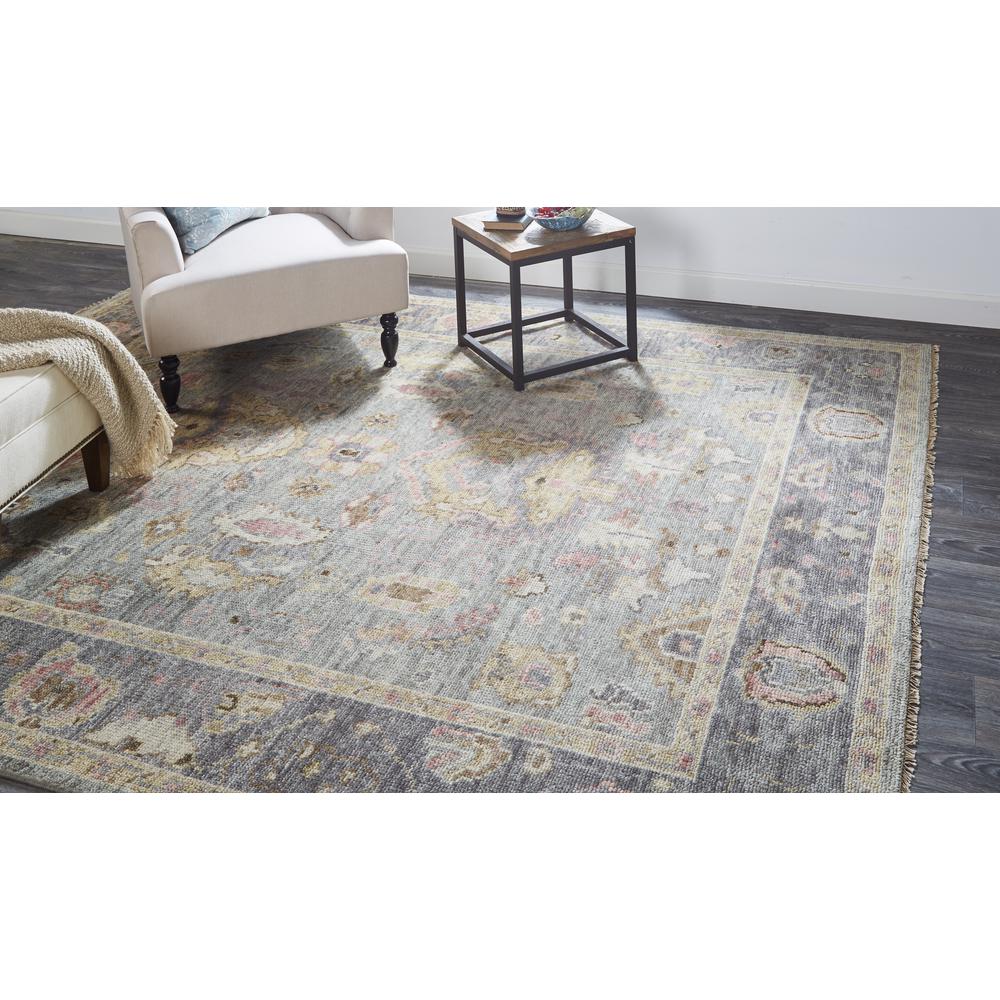 Carrington Traditional Oushak Rug, Geometric Floral, Gray/Pink, 2ft x 3ft Accent Rug, 9826504FGRYPNKP00. Picture 1