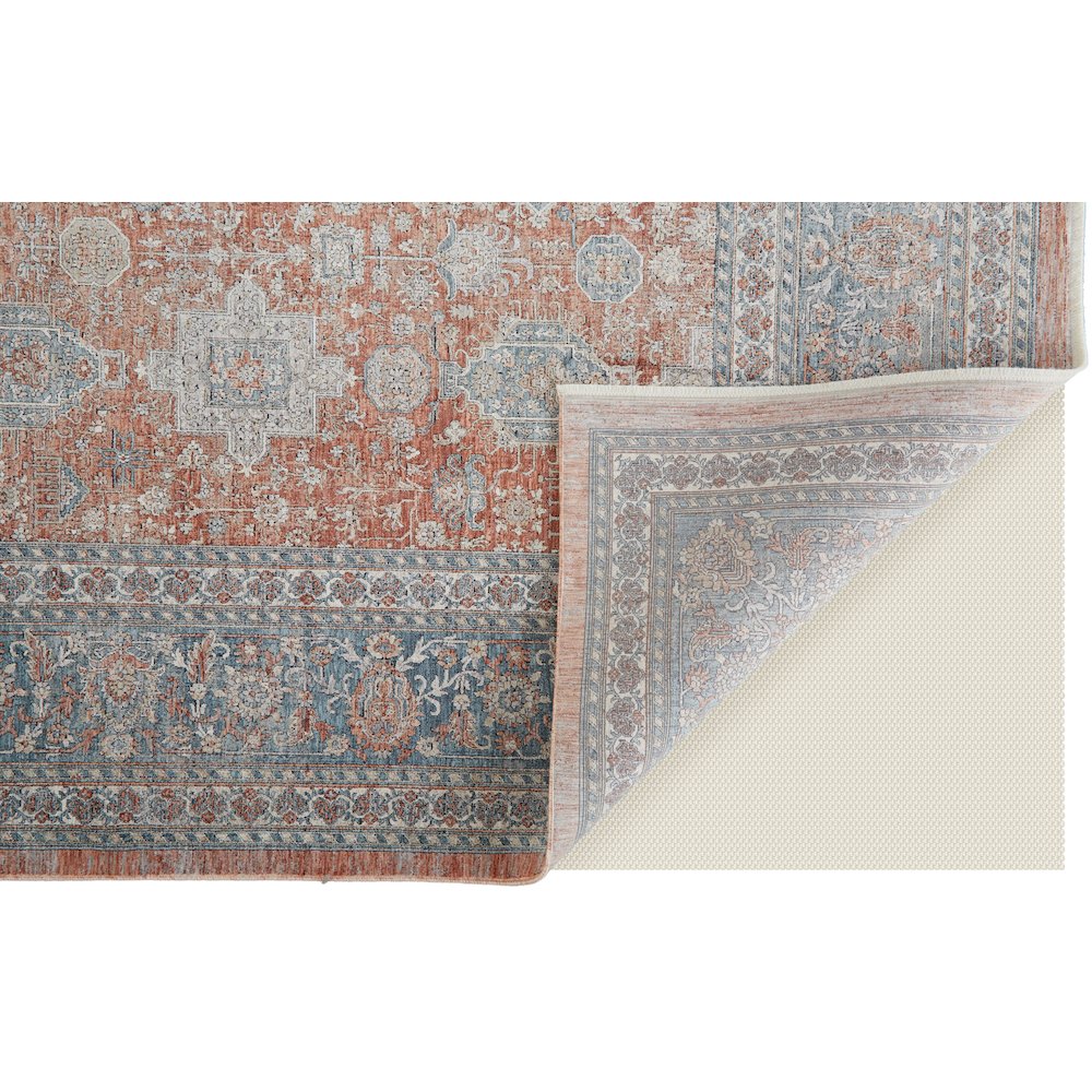 Marquette Rustic Persian Farmhouse Area Rug, Rust/Aegean Blue, 9ft-6in x 12ft-7in, MRQ3761FRSTBLUH07. Picture 4