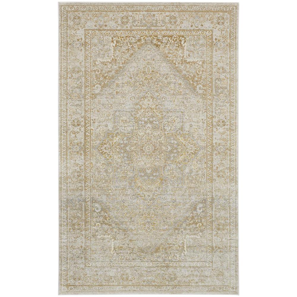 Aura Modern Ornamental Rug, Beige/Gold, 1ft - 8in x 2ft - 10in Accent Rug, AUR3734FBRNGLDP18. Picture 2