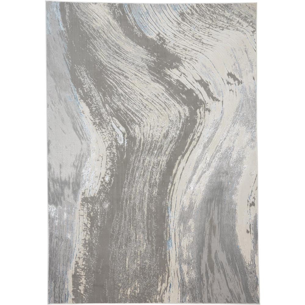 Azure Modern Metallic Brush Stroke Accent Rug, Silver/Beige, 1ft-8in x 2ft-10in, AZR3524FGRYSLVP18. Picture 2