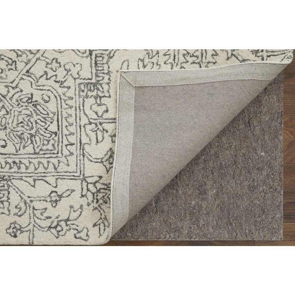 Belfort Modern Medallion Rug, Ivory/Charcoal, 9ft x 12ft Area Rug, 8698778FIVYCHLG00. Picture 4
