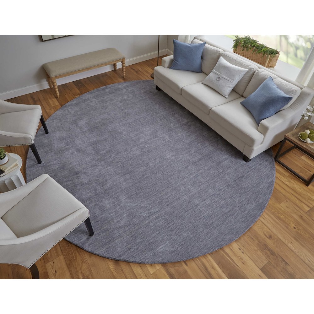 Luna Hand Woven Marled Wool Rug, Dusty Blue, 8ft x 8ft Round, 5798049FSMK000N80. Picture 2