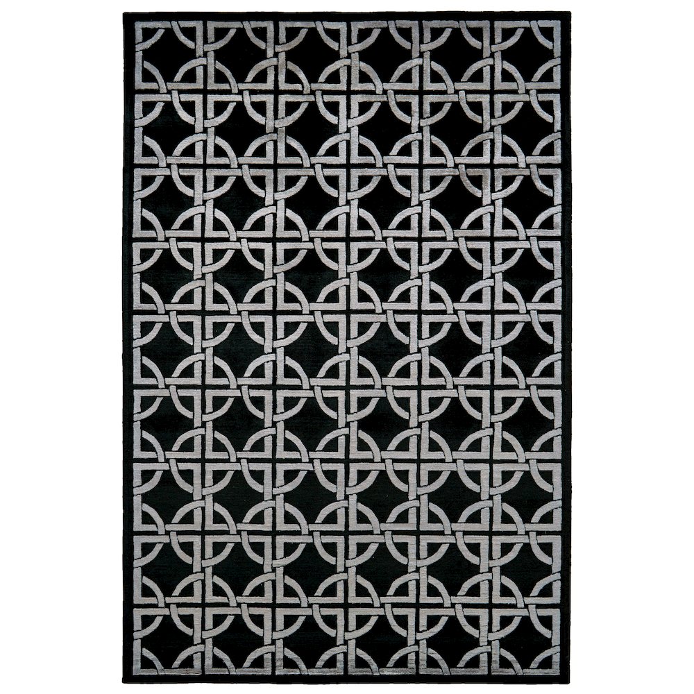 Dim Sum Modern Abstract, Black/Silver, 8'-6" x 11'-6" Area Rug. Picture 1