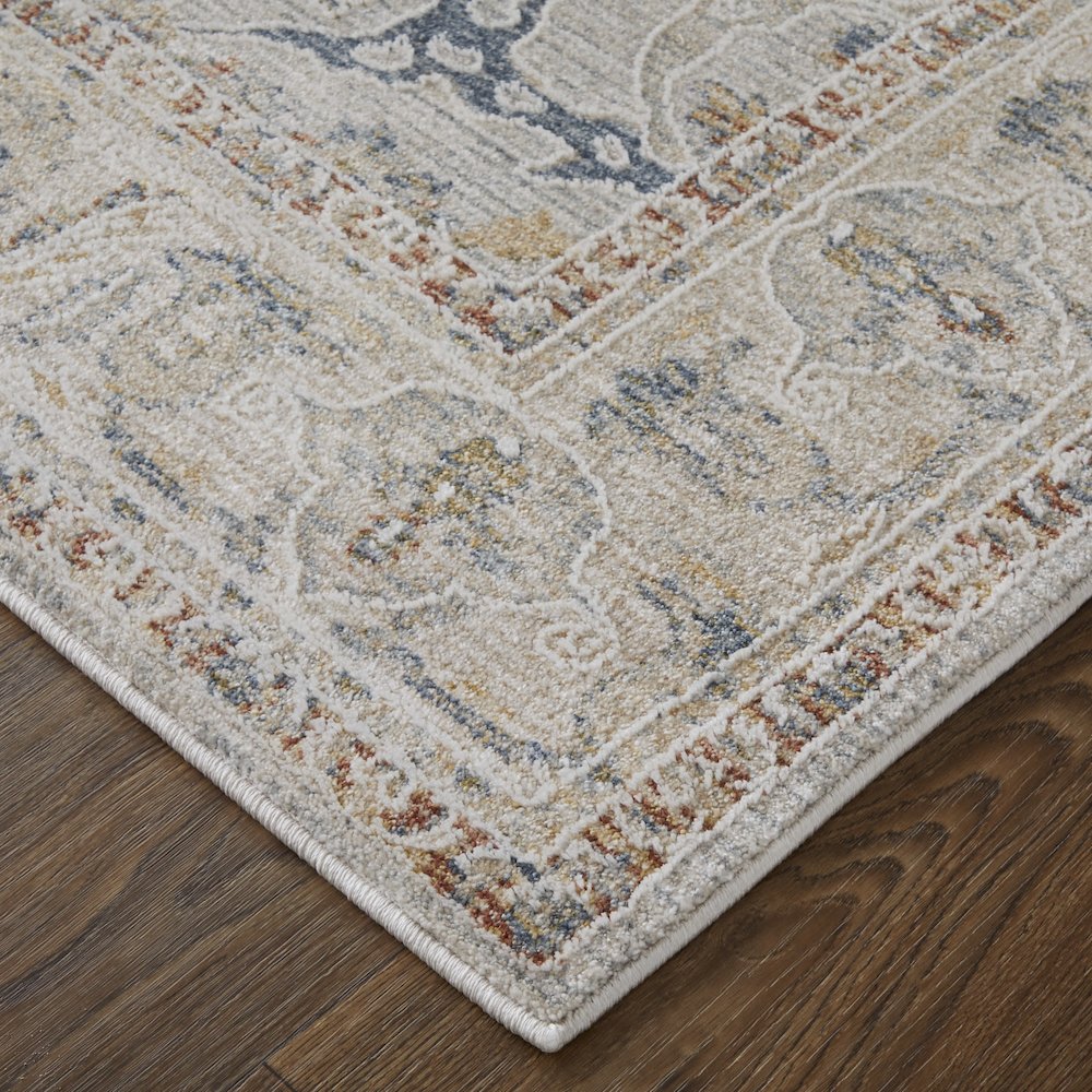 Pasha Transitional Ikat, Ivory/Blue/Taupe, 2' x 3' Accent Rug. Picture 3