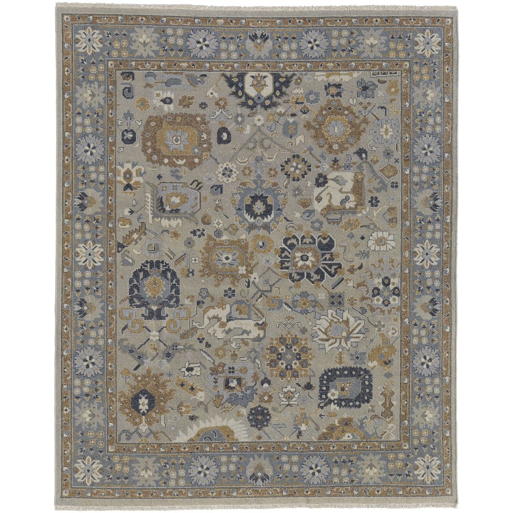 Corbitt Traditional Oriental, Blue/Brown/Gray, 8'-6" x 11'-6" Area Rug. Picture 1