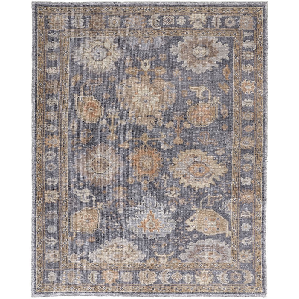 Wendover Transitional Oriental, Gray/Blue/Tan, 9' x 12' Area Rug. Picture 1